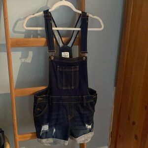 Wax Jean Dark Wash Overalls, Size Medium